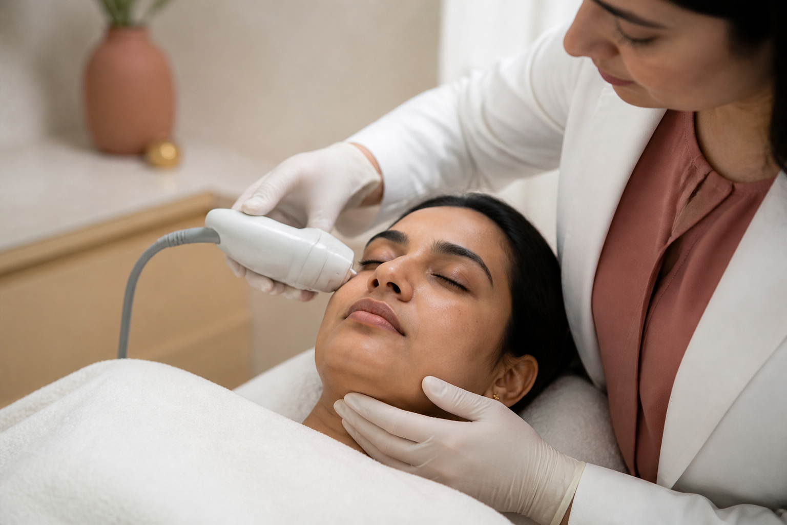 Gentle energy-based treatment for the undereye area