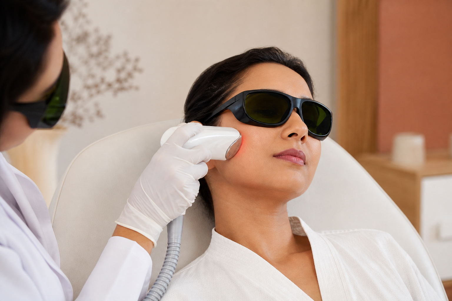 Laser-assisted facial contouring treatment setting